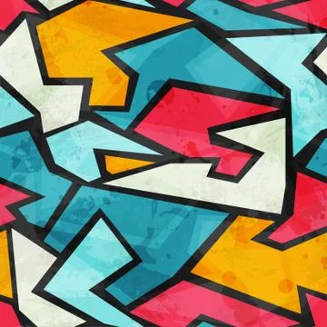 Colored graffiti grunge seamless pattern Stock Illustration
