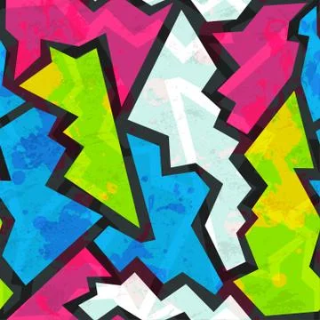 Colored graffiti seamless pattern with grunge effect Stockillustratie