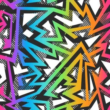 Colored graffiti seamless pattern. Stock Illustration