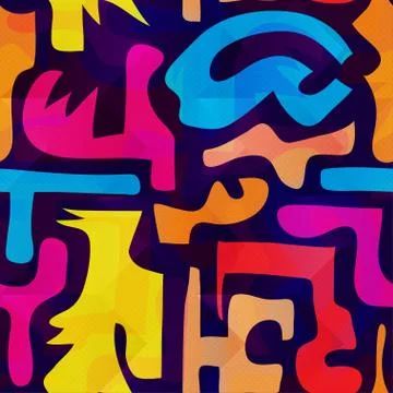 Colored graffiti seamless texture vector illustration Illustrazione stock