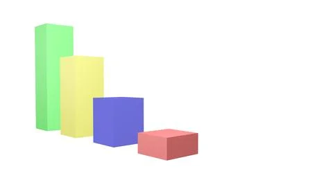 Colored graph columns. 3D rendering Stock Illustration
