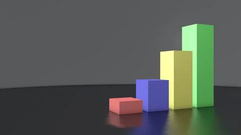 Colored graph columns. Sales. 3D rendering Stock-Illustration