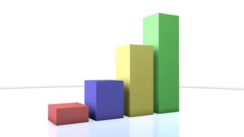 Colored graph columns. Sales. 3D rendering Stock-Illustration