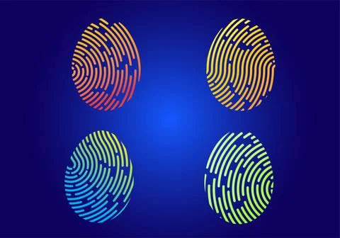 Colored Graphic Fingerprint : Vector. Stock Illustration