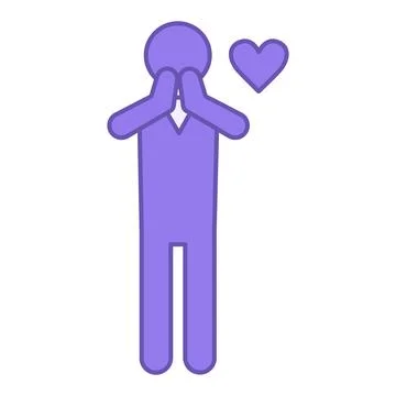 Colored Grateful Icon. Vector Icon. Man Clasped His Hands In Prayer. Emotio.. Stock Illustration