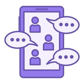 Colored Group Chat Icon. Vector Illustration. People Chatting on a Mobile P.. Stock Illustration