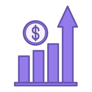 Colored Growth Icon. Profit Growth Chart Vector Icon. Business And Finance .. Stock Illustration