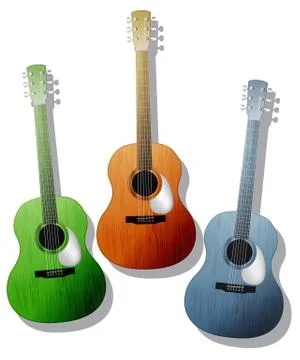 Colored guitars Illustrazione stock