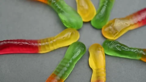 Colored gummy worms Stock Footage 279837879