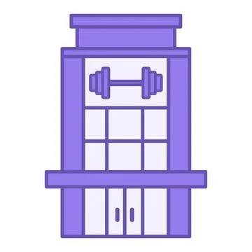 Colored Gym Building Icon. Vector Illustration. Building for Training and S.. Stock Illustration