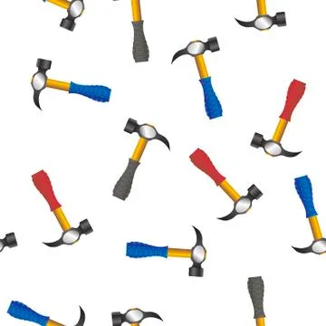 Colored Hammer Seamless Random Pattern Stock Illustration