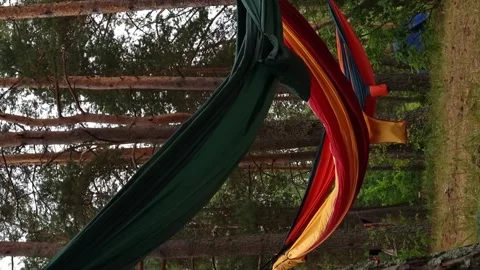 Colored hammocks ripple in the wind Video stock 245660976