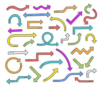 Colored Hand Drawn Arrows Illustrazione stock