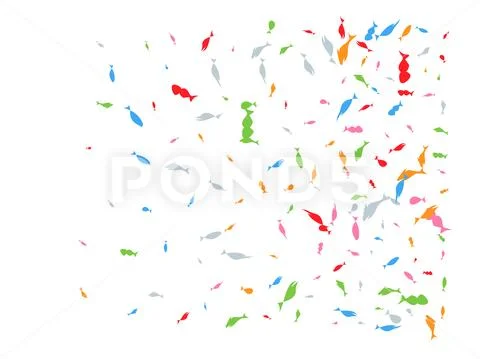 Colored hand drawn fish confetti creative. Stock Illustration