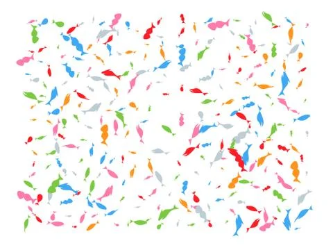 Colored hand drawn fish confetti star. Stock Illustration