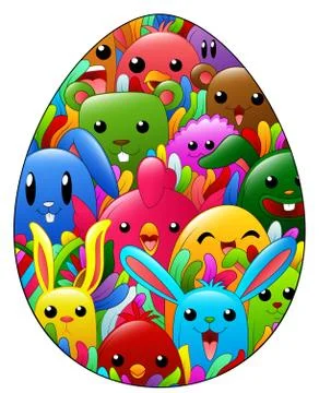 Colored hand drawn ornamental easter egg Illustrazione stock