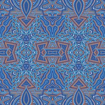 Colored hand drawn psychedelic zentangle pattern. Stock Illustration