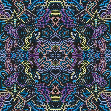 Colored hand drawn seamless pattern illustration. Stock Illustration