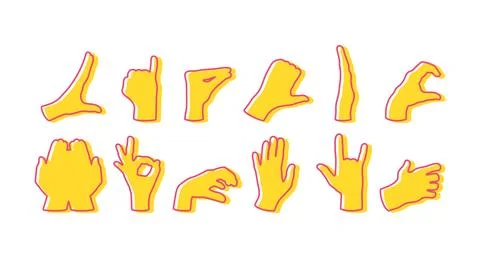 Colored hand gestures silhouettes. Hands outline. Vector illustration Stock Illustration