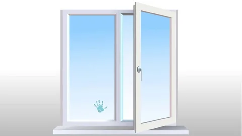 Colored hand imprints appearing on modern window Stock Footage 70805347