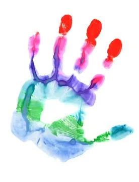 Colored hand print Stock Photos
