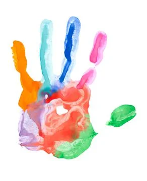 Colored hand print Stock Photos