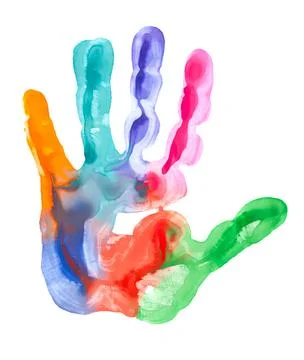 Colored hand print Stock Photos