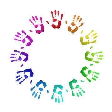 Colored handprints Stock Illustration