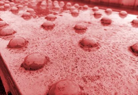 Colored handrail with bubbles close view abstract background Stock Photos