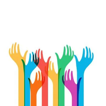 Colored Hands reach up vector icon. Request for help simple logo template Stock Illustration