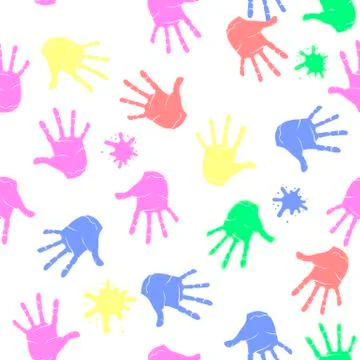 Colored Hands Seamless Pattern. Parts of Human Body Texture Stock Illustration