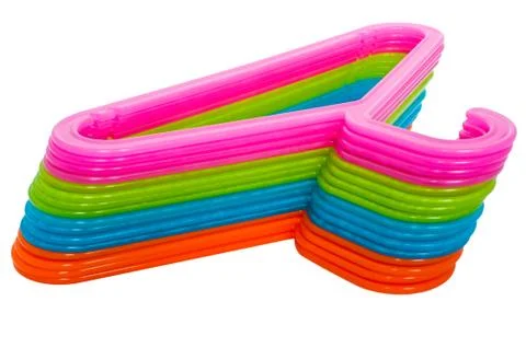 Colored hangers isolated on white Stock Photos