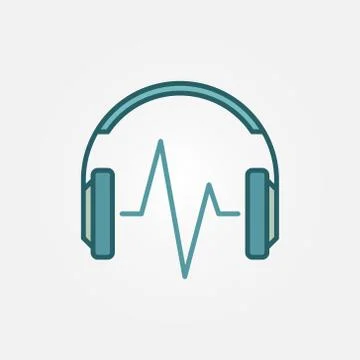 Colored headphone with music wave vector icon Stock Illustration