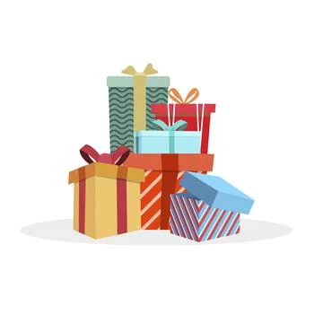 Colored heap gift boxes to holiday like xmas or birthday Stock Illustration