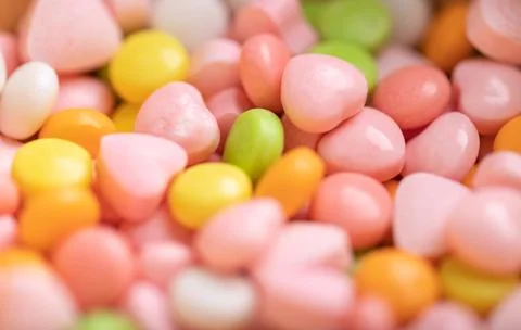 Colored heart candy for the background. Stock Photos
