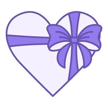 Colored Heart Gift Icon. Vector Icon. Valentine's Day Heart with Bow. Holid.. イラスト素材