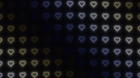 Colored hearts form a pattern on a dark background Stock Footage 338168723
