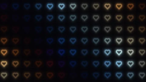 Colored hearts pattern on dark background with soft Stock Footage 338316893