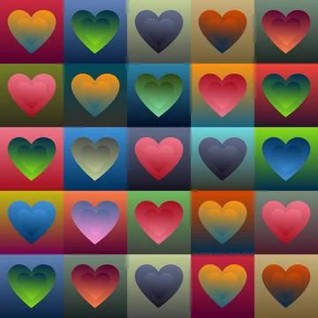 Colored hearts - a pattern for design, creativity and holidays. Background fo Stock Illustration