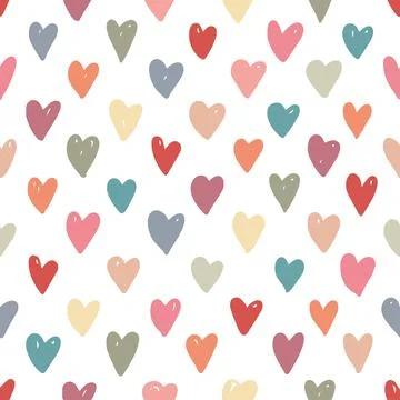 Colored Hearts pattern. Hand drawing. Vector illustration Stock Illustration