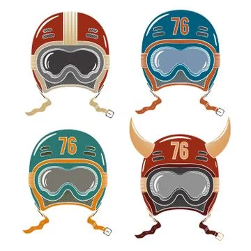 Colored helmets racer Illustrazione stock
