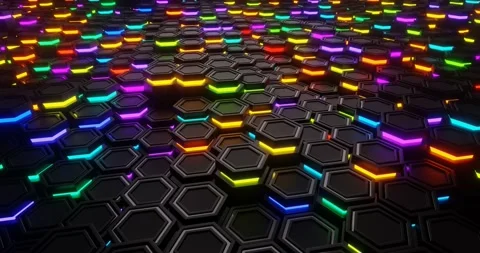Colored hexagon abstract background. hexagonal structure 3d animation Stock Footage 154361463