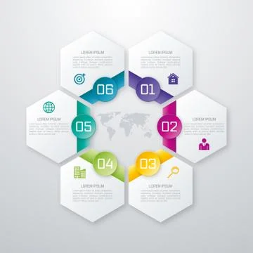 Colored hexagons with shadows 스톡 일러스트