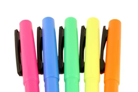 Colored highlighters Stock Photos