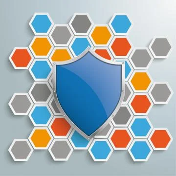 Colored Honeycomb Background Protection Shield Stock Illustration