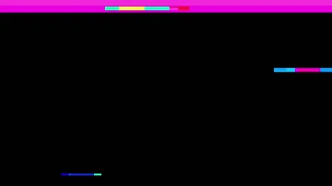 Colored horizontal stripes flicker on a black screen. Interference, glitch. Video stock 157226269