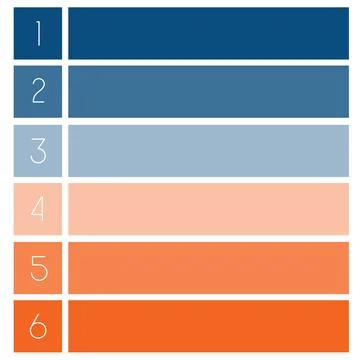 Colored horizontal stripes for six 6 positions Stock Illustration