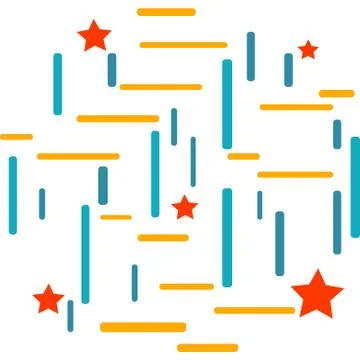 Colored horizontal vertical lines and orange stars on a white background Stock Illustration