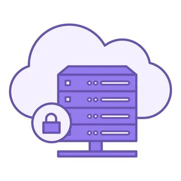 Colored Hosting Icon. Vector Icon of Computer Server, Cloud, and Castle. Po.. Stock Illustration