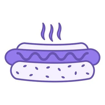 Colored Hot Dog Icon. Vector Illustration. Hot Bun with Sausage and Ketchup.. Stock Illustration